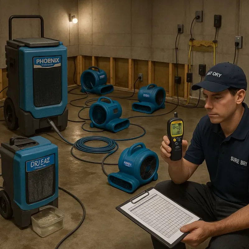 Structural Drying and Dehumidification process in Bonny Doon, CA